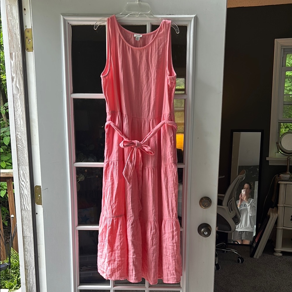J. Crew Pink Tie Front Sleeveless Maxi Sundress